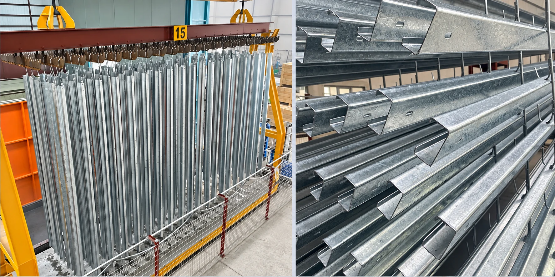 Galvaniz kaplı profiller ve yüzey detayları