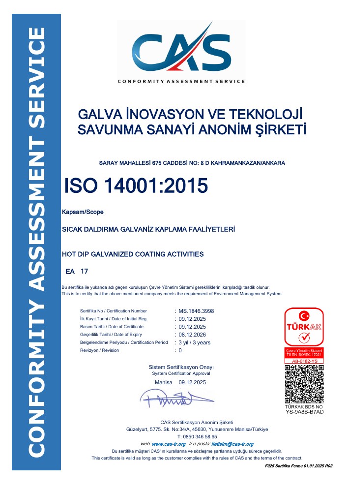 ISO 14001:2015 — Çevre Yönetim Sistemi — MS.1846.3998