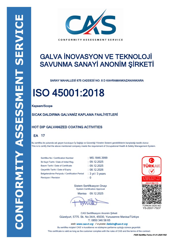 ISO 45001:2018 — İş Sağlığı ve Güvenliği Yönetim Sistemi — MS.1846.3999