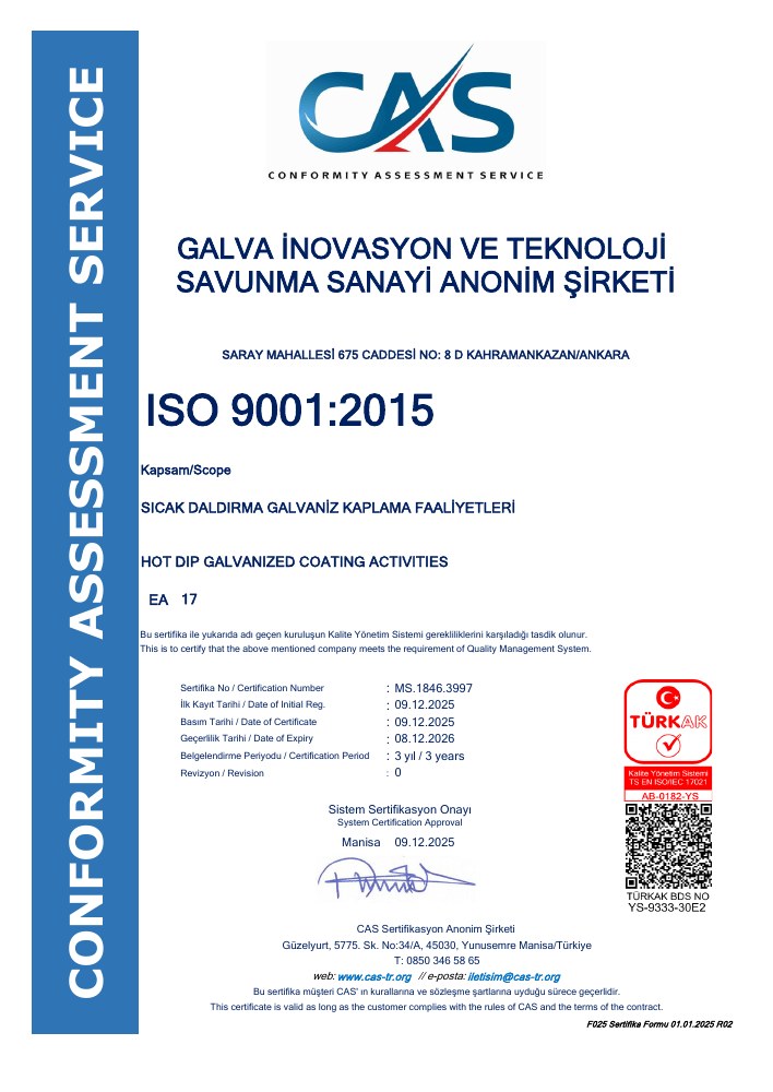 ISO 9001:2015 — Kalite Yönetim Sistemi — MS.1846.3997